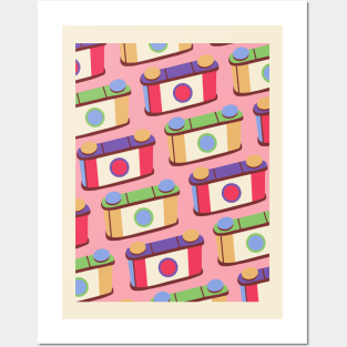 Retro Pinhole Camera Pattern - Spring Seasonal Color Palette Posters and Art